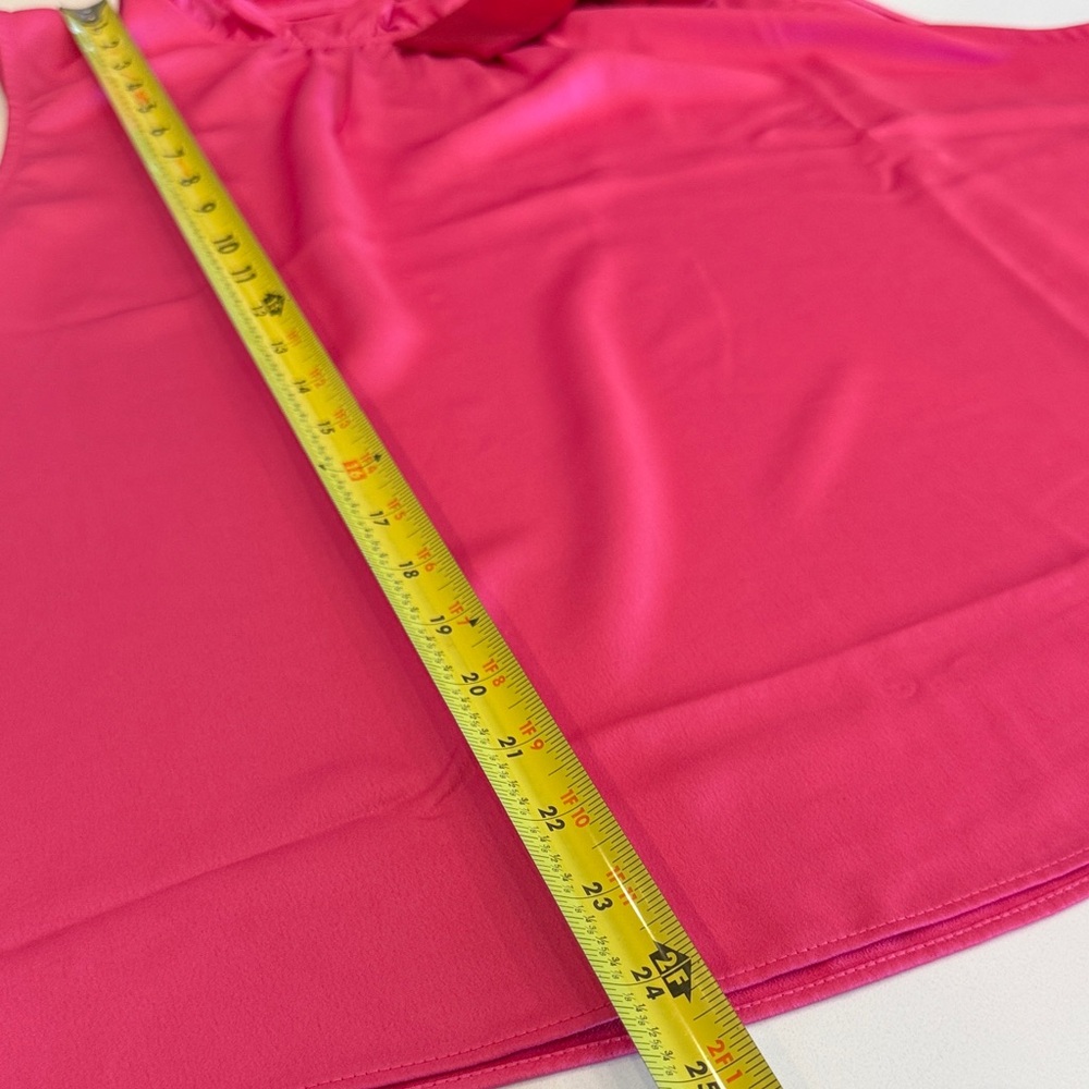 J. Crew Sleeveless Bow-Neck Silk Shell — Fuchsia Pink - Picture 8 of 9